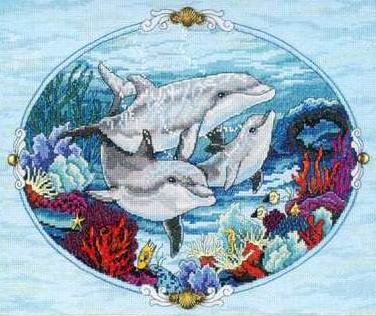 Вышивка Charming Dolphins (Dimensions)